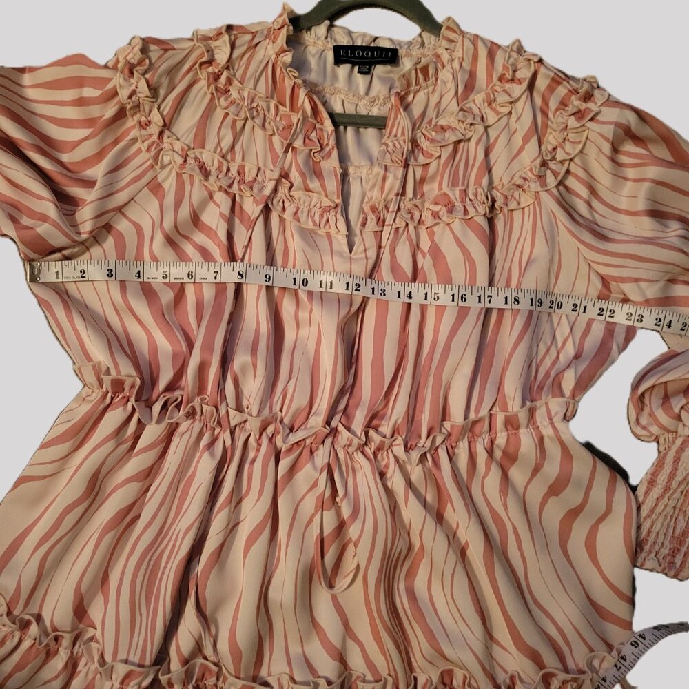 Eloquii Pink & white Satin Dress with Ruffle Size 14/16 - Picture 9 of 11